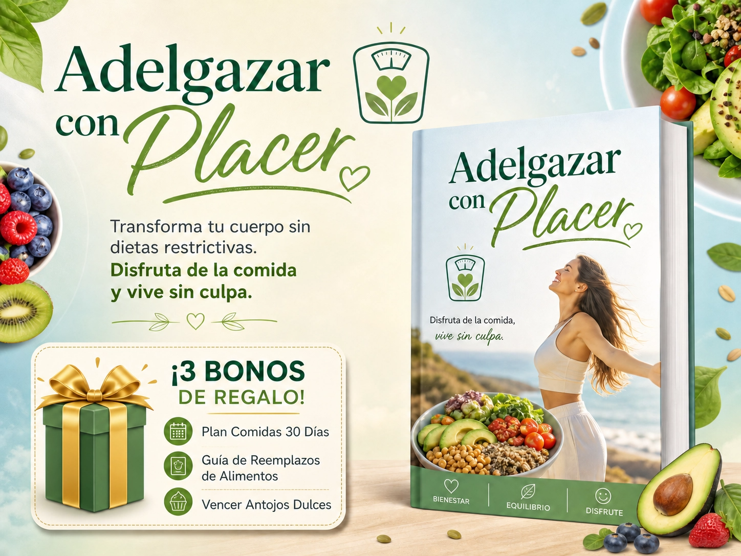 Baja de peso en 1 mes sin dejar de comer lo que te gusta + 3 bonos imperdibles